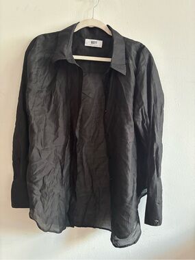 WAYF Black Lightweight Button-Up shirt